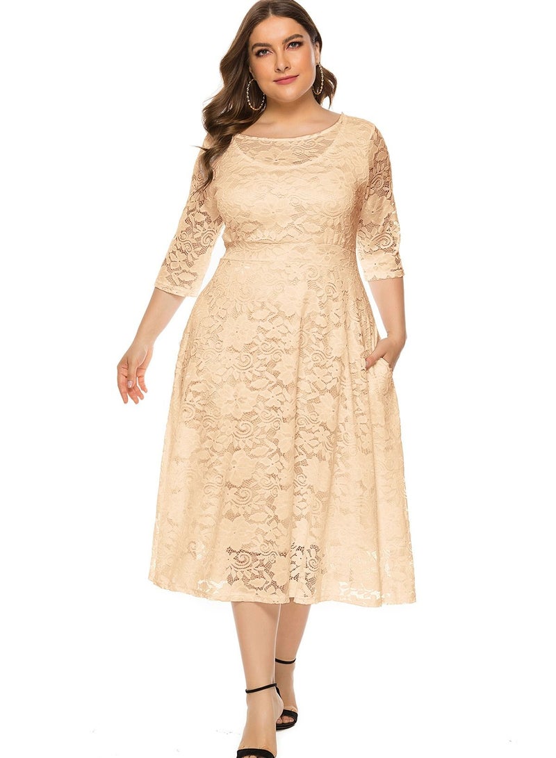 Loquat Women's Large Hollow Lace Pocket Dress  - Image 1