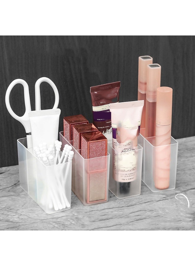 2pcsEasy-Install Wall-Mounted Cosmetic Organizer - Transparent  Storage Rack with Multiple Compartments for Lipstick, Skincare Products & Makeup Tools - No-Drill, Lightweight Design Perfect for Vanity or Bathroom - Image 1