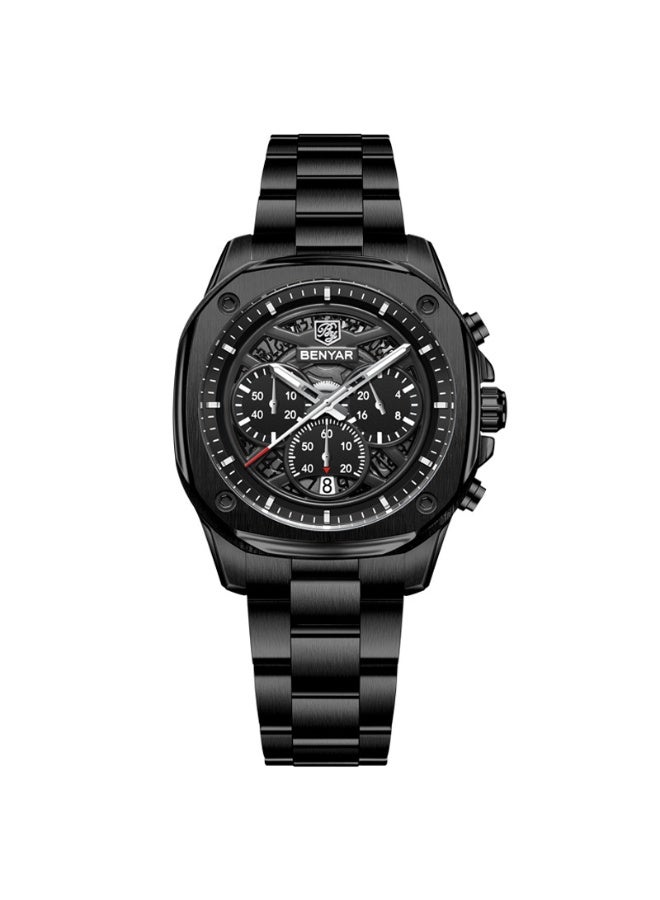 BENYAR Mens Watches Multifunction Chronograph Date Quartz Watch for Men Stainless Steel Band Wrist Watch Gift for Men Casual Business - Image 2