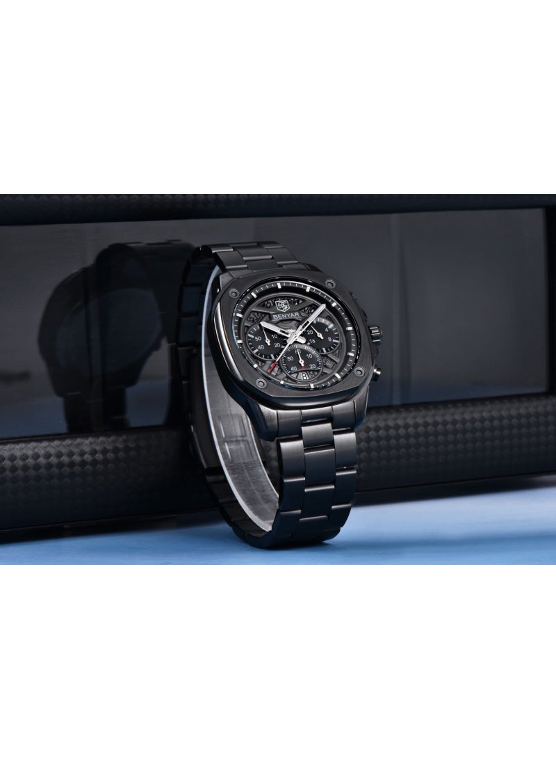 BENYAR Mens Watches Multifunction Chronograph Date Quartz Watch for Men Stainless Steel Band Wrist Watch Gift for Men Casual Business - Image 5