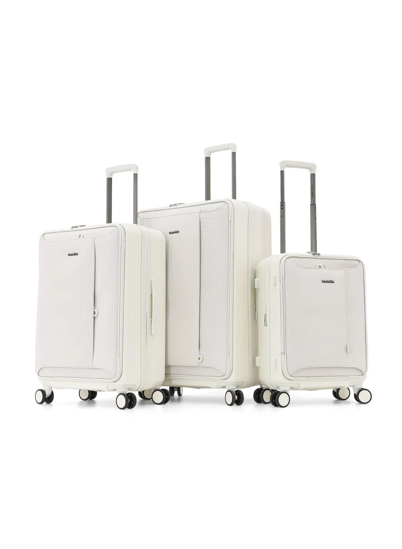 travelite travelite hard shell luggage trolley bag 3-piece set,ivory (s-20",m-24",l-28")