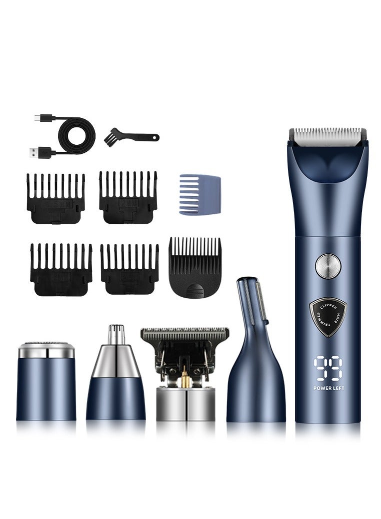 DOSCHER 5-in-1 Body Grooming Kit for Men – Electric Razor with Nose Hair & Beard Trimmer, 3-Speed Shaver, Waterproof, USB Rechargeable, LED Display, Portable Groomer for Travel and Home Use - Image 1