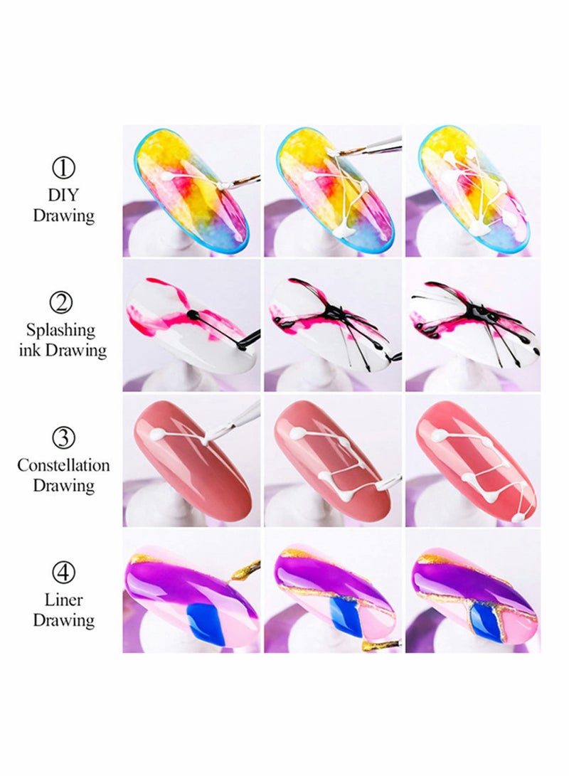 SYOSI 12 Colors Spider Gel, Elastic Drawing Spider Gel for Nail Art with Liner Brush, Soak off UV LED Drawing Gel Nail Art Design Gel Paint, Wire Drawing Gel for Line,for Women DIY Drawing Nail Salon - Image 2