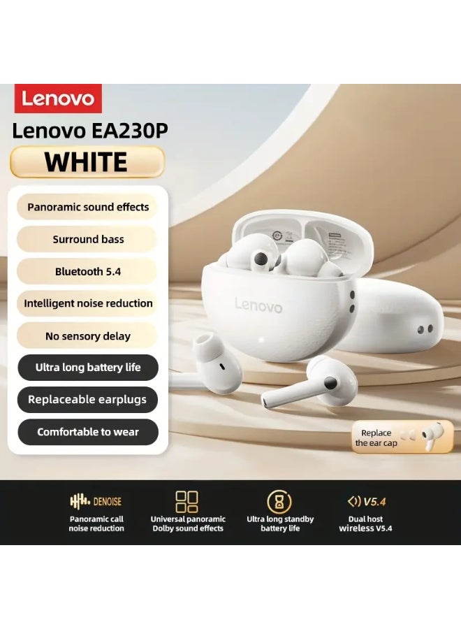 لينوفو سماعات أذن لاسلكية EA230P TWS داخل الأذن، تحكم باللمس في مستوى الصوت، زمن انتقال منخفض للرياضة والألعاب، إلغاء الضوضاء المادية، مناسبة للجري والصالة الرياضية، صوت جهير ستيريو، شحن USB من النوع C، حافظة شحن محمولة، متوافقة مع أجهزة متعددة للطلاب والاستخدام المكتبي، سماعة أذن، سماعة أذن، سماعة رأس - Image 1