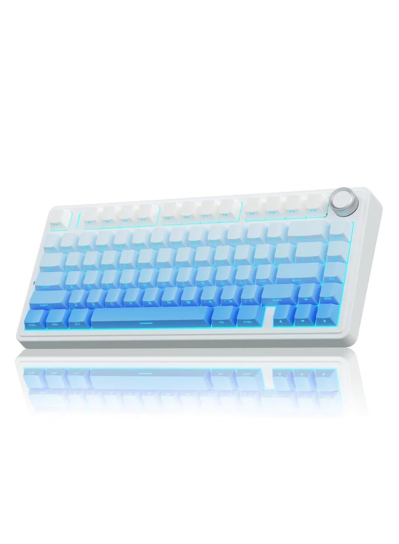 AULA F75 Wireless Mechanical Keyboard,2.4Ghz/Type-C/BT5.0 Mechanical Keyboard,Side Engraved Gasket Hot Swappable Custom Keyboard,Pre-lubed Linear Switches RGB Backlit Gaming Keyboard(Star Vector Switch - Blue) - Image 1