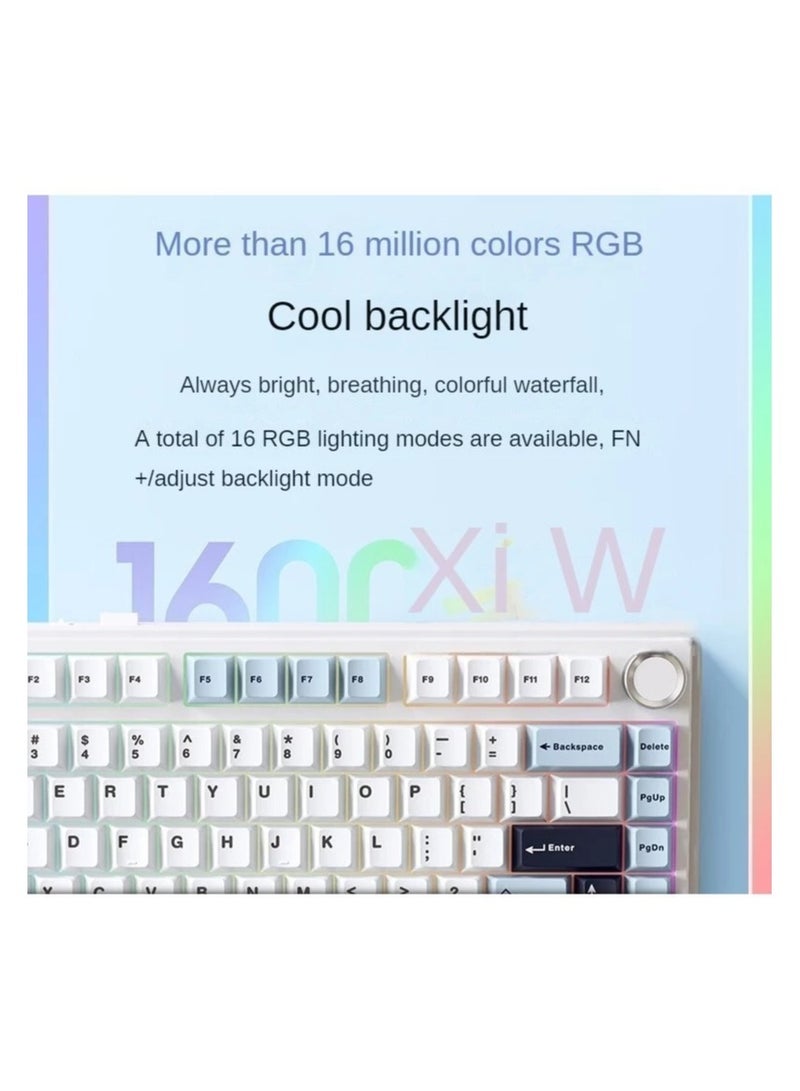 AULA F75 Wireless Mechanical Keyboard,2.4Ghz/Type-C/BT5.0 Mechanical Keyboard,Side Engraved Gasket Hot Swappable Custom Keyboard,Pre-lubed Linear Switches RGB Backlit Gaming Keyboard(Star Vector Switch - Blue) - Image 2