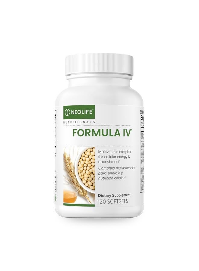 NeoLife - Formula IV Softgel - Vitamins A, C, D, E, B Complex, Multivitamins & Multi-Minerals, Multivitamin for Women & Men, TRE-EN-EN Grain Blend Supplements, Phyto Enzyme Blend - 120 Softgels - Image 1