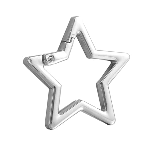 BWESOO Silver Star Shaped Stainless Steel Keychain Clip Carabiner Snap Hook Holder Star Carabiner Key Holder with Key Chain Rings - Image 1