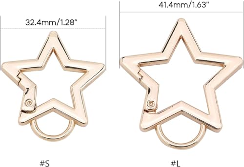 BWESOO Silver Star Shaped Stainless Steel Keychain Clip Carabiner Snap Hook Holder Star Carabiner Key Holder with Key Chain Rings - Image 2