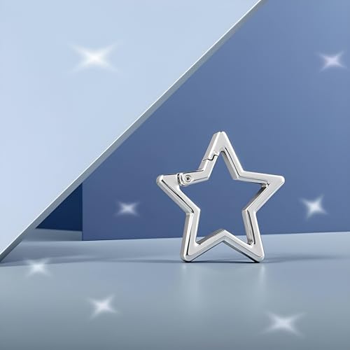 BWESOO Silver Star Shaped Stainless Steel Keychain Clip Carabiner Snap Hook Holder Star Carabiner Key Holder with Key Chain Rings - Image 4