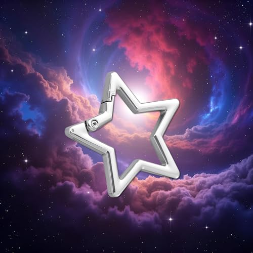 BWESOO Silver Star Shaped Stainless Steel Keychain Clip Carabiner Snap Hook Holder Star Carabiner Key Holder with Key Chain Rings - Image 5
