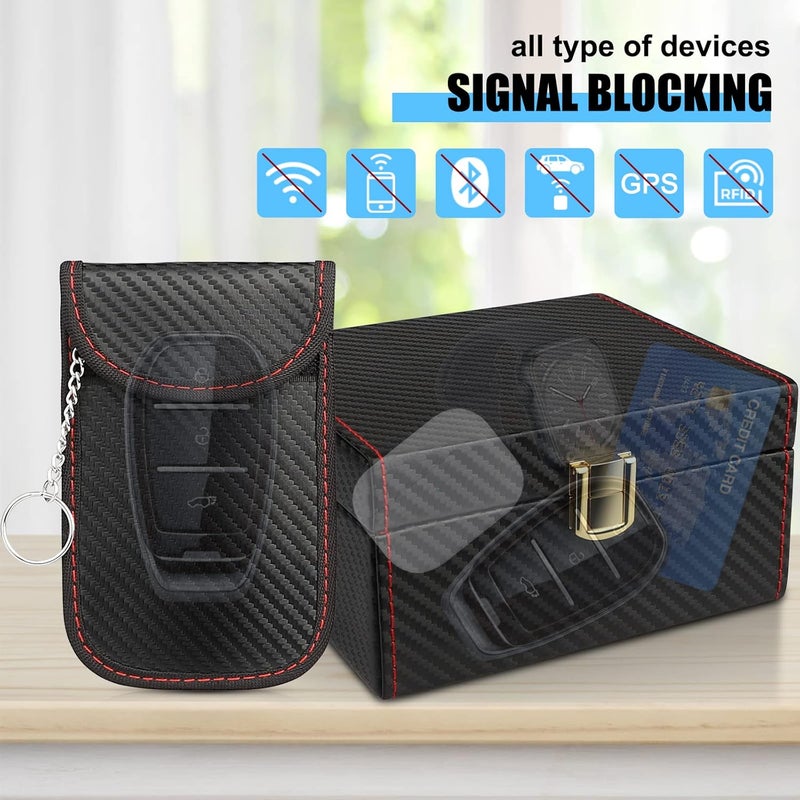 Diyife Car Key Signal Blocker Box with 2 Pack Faraday Pouch - Premium Leather Anti-Theft RFID Signal Blocking Box - Image 3