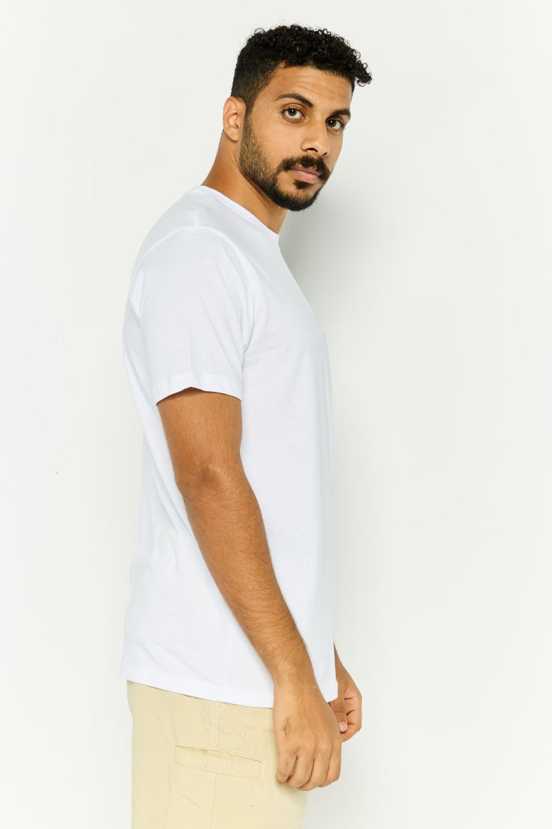 Gazzarrini Men Round Neck Graphic Print Short Sleeves T-shirt, White - Image 3