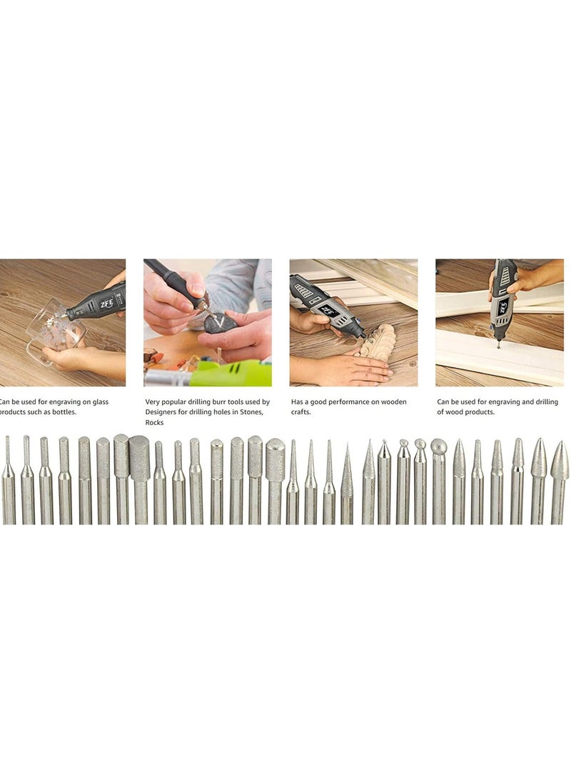 DIY Crafts DIY Crafts CTDIYHI41604 Diamond Burr Bits Diamond Burr Bits Drill Kit for Engraving Carving Rotary Tool 183mm Shank Design  - Image 5