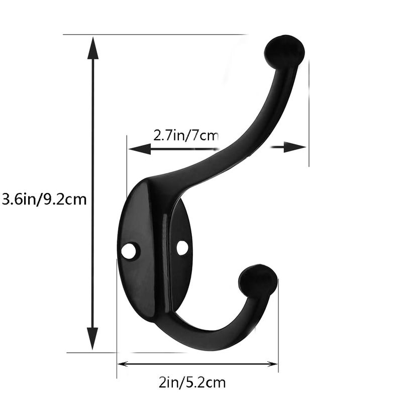 Zeyu Wall Hooks 10Pcs Coat Hooks Hardware Towel Hooks For Hanging Coats Double No Rust Black Robe Hooks Wall Mounted With Screws For Key Towel Bags Cup Hat - Image 2
