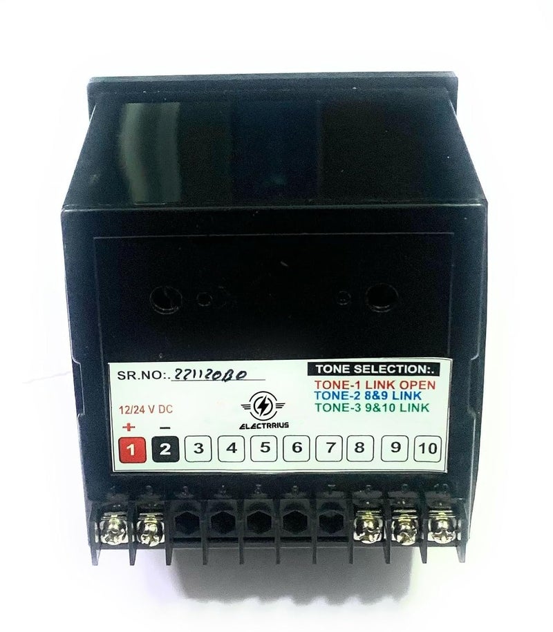 ELECTRRIUS جهاز تنبيه إلكتروني إلكترونيوس للوحة 12 فولت 24 فولت AC DC بحجم 96 × 96 مم صفارة A104 سوداء - Image 2
