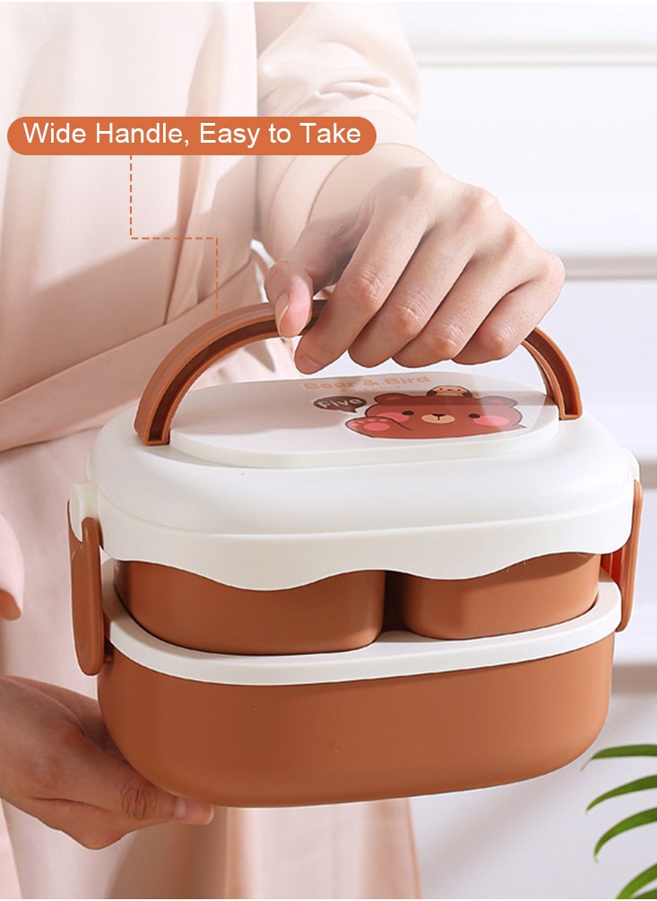 Perfii - 2500ml Bento Box with 3 Compartments and Hidden Handle for Students, Office Worker and Picnics - Image 1