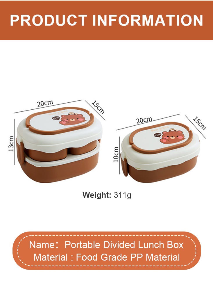 Perfii - 2500ml Bento Box with 3 Compartments and Hidden Handle for Students, Office Worker and Picnics - Image 1