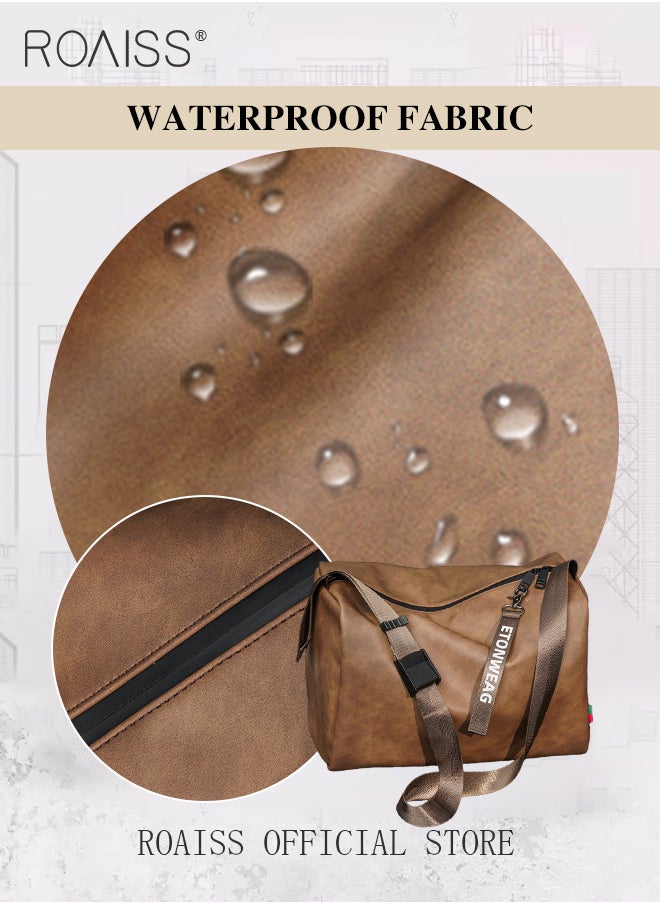 roaiss - Leather Crossbody Shoulder Bag for Men and Women Large Capacity Anti Theft Casual Fitness Satchel with Zipper with Separate Shoe Compartment for Teens Lightweight Waterproof Casual  Bag - Image 1