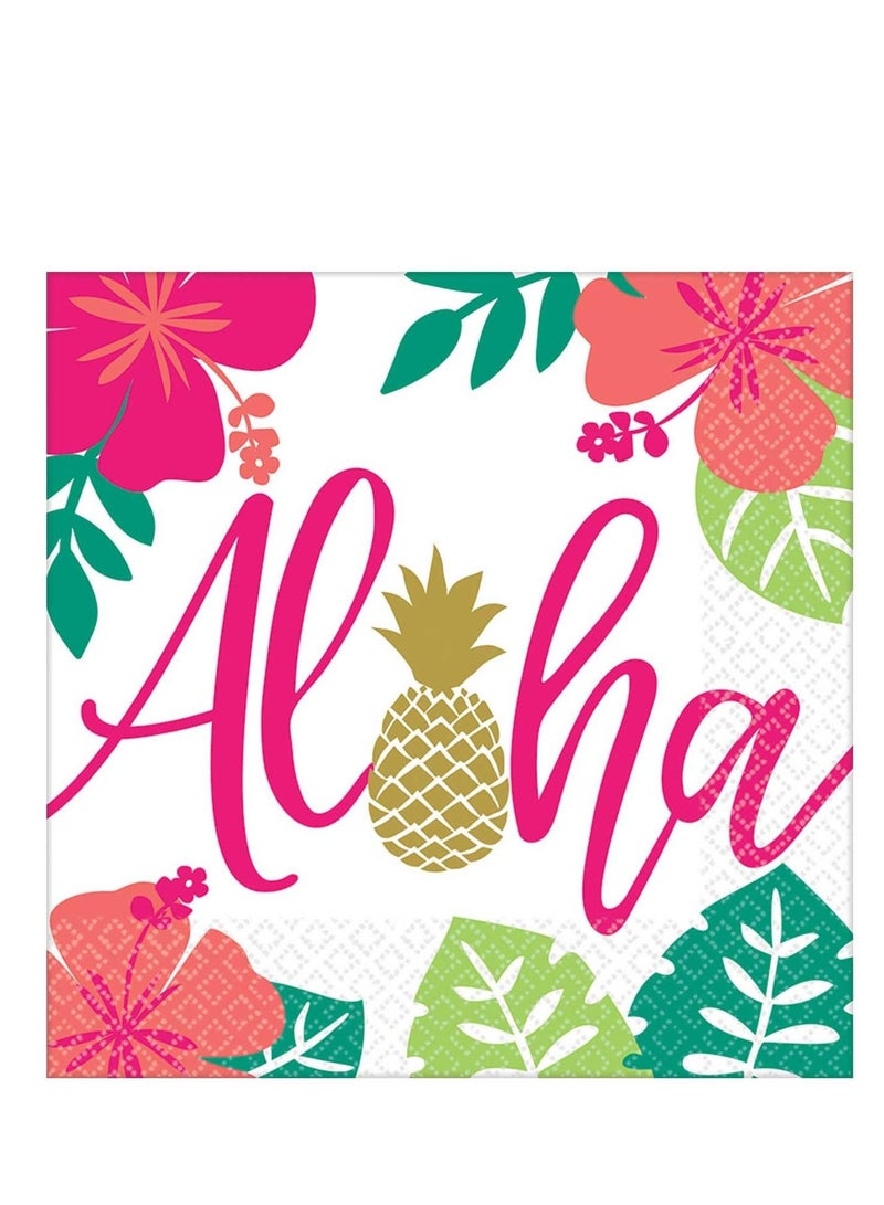 Amscan Aloha Premium Tableware Party Supplies, Inlcudes Plates, Cups, Napkins, Cutlery, Tablecover and Decorating Kit for 8 Guests - Image 3