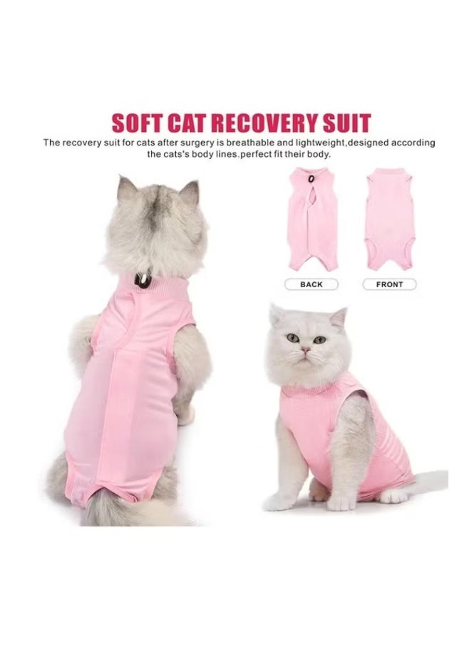 داي داي آب القط جراحة استرداد بدلة القط Onesie للقطط بعد الجراحة الإناث التنفس كيتي سباي بدلة لجروح البطن أمراض الجلد الياقة الإلكترونية البديل ارتداء (الوردي، م) - Image 2