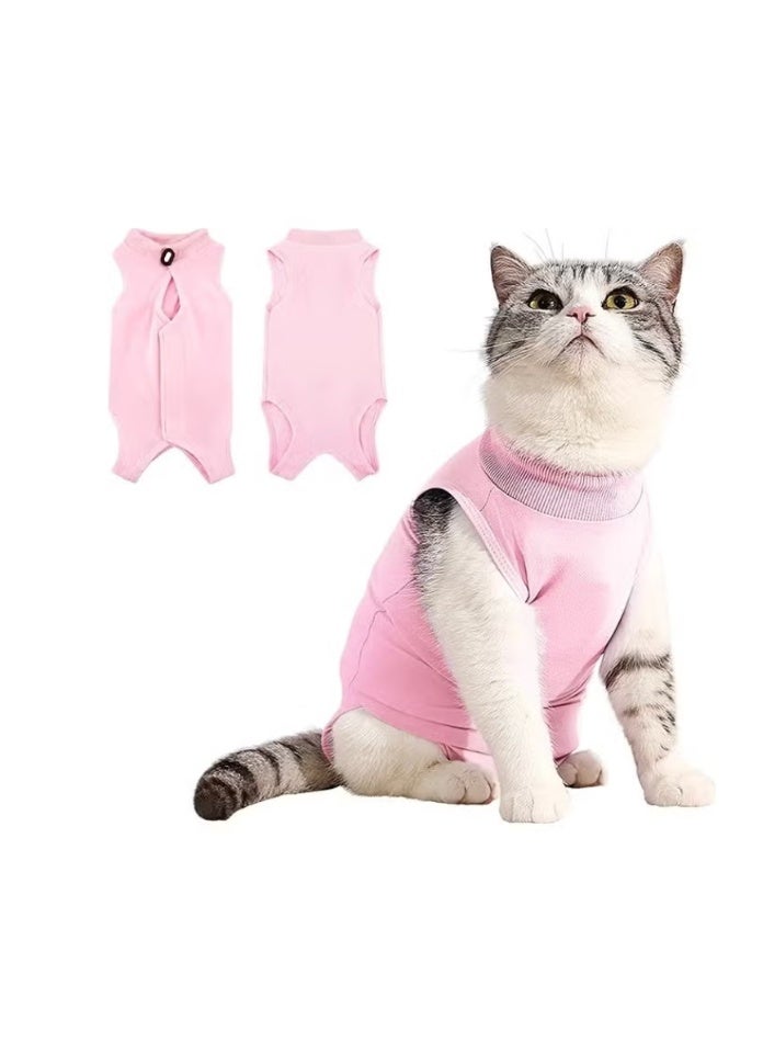 داي داي آب القط جراحة استرداد بدلة القط Onesie للقطط بعد الجراحة الإناث التنفس كيتي سباي بدلة لجروح البطن أمراض الجلد الياقة الإلكترونية البديل ارتداء (الوردي، م) - Image 1