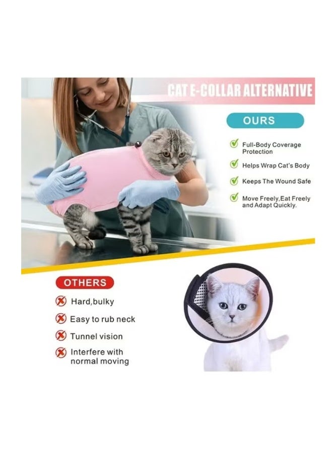 داي داي آب القط جراحة استرداد بدلة القط Onesie للقطط بعد الجراحة الإناث التنفس كيتي سباي بدلة لجروح البطن أمراض الجلد الياقة الإلكترونية البديل ارتداء (الوردي، م) - Image 5