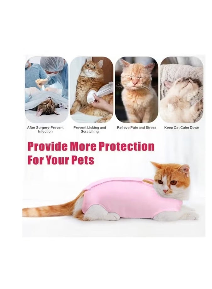 داي داي آب القط جراحة استرداد بدلة القط Onesie للقطط بعد الجراحة الإناث التنفس كيتي سباي بدلة لجروح البطن أمراض الجلد الياقة الإلكترونية البديل ارتداء (الوردي، م) - Image 4