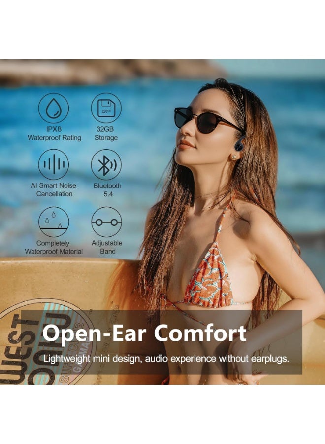 Faylor Bone Conduction Headphones, Open-Ear Wireless Bluetooth Headphones, IPX8 Waterproof & Sweatproof Sport Headphones Suitable for Running, Cycling, Swimming, Outdoor Sports, Black - Image 3