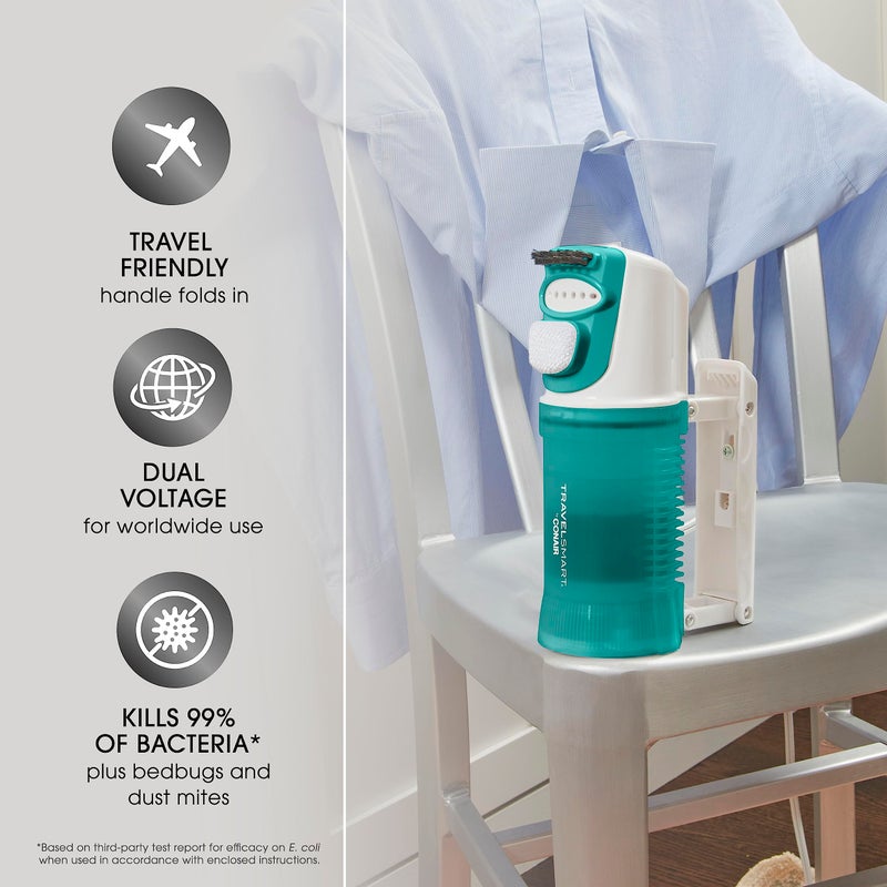 Conair Travel Steamer for Clothes - Mini Garment Steamer, Fabric Steamer in Green by Travel Smart - Packable in Carry On Luggage - Dual Voltage - Image 2