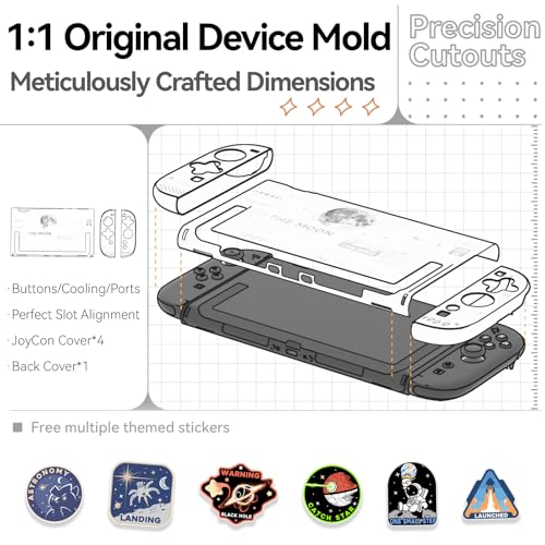 GEEKSHARE غطاء صلب GeekShare متوافق مع نينتندو سويتش 2 (2025)، غطاء واقي مضاد للخدوش قابل للتوصيل مع سويتش 2 مع جوي كون قابل للفصل، القمر (أبيض ضوء القمر) - Image 5