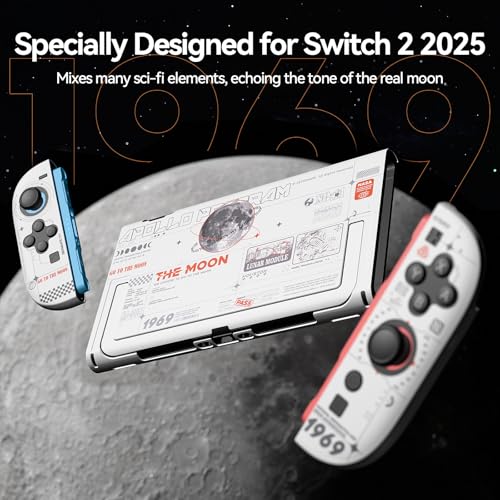 GEEKSHARE غطاء صلب GeekShare متوافق مع نينتندو سويتش 2 (2025)، غطاء واقي مضاد للخدوش قابل للتوصيل مع سويتش 2 مع جوي كون قابل للفصل، القمر (أبيض ضوء القمر) - Image 2