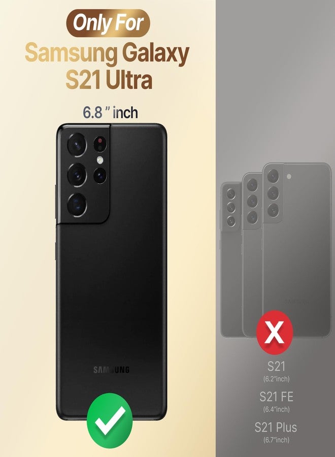 XYZ جراب XYZ - جالاكسي S21 ألترا مع حامل، جراب جالاكسي S21 ألترا بحلقتين للنساء والفتيات، جراب حماية فاخر لهاتف سامسونج جالاكسي S21 ألترا، ذهبي وردي - Image 2
