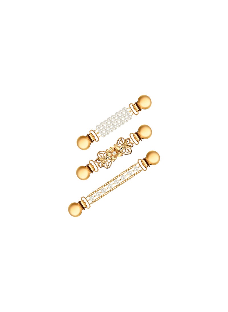 Vintage Sweater Shawl Clips, Shirts Dresses Shawl Clips for Women Girls Vintage Sweater Cardigan Collar Clips, for Sweaters, Dresses, Collars, Scarves, Jacket and More, 3 Styles (3 Packs) - Image 1