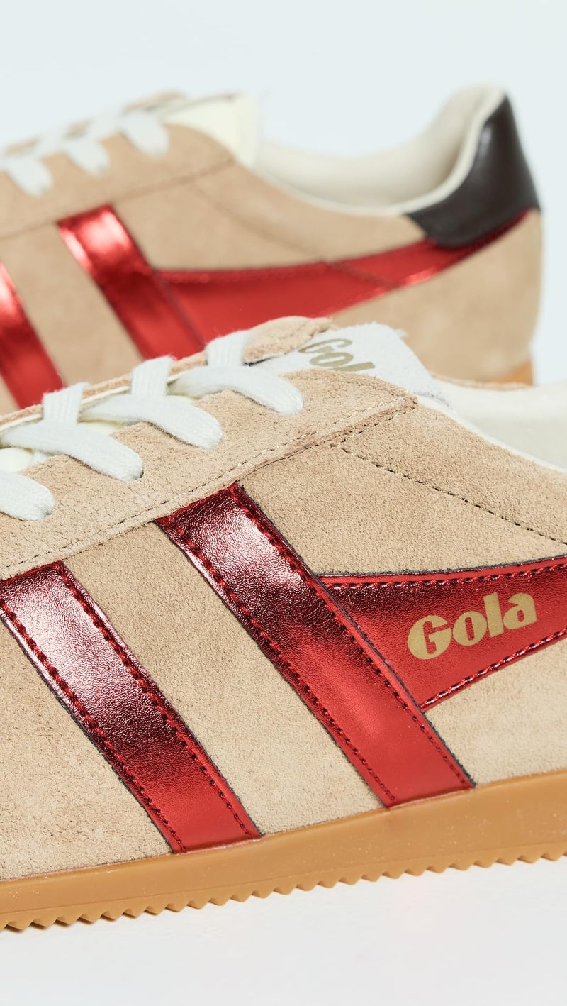 Gola Women's Elan Glitz Suede Sneakers, Light Caramel/Red/Dark Brown, 7 Medium US - Image 4