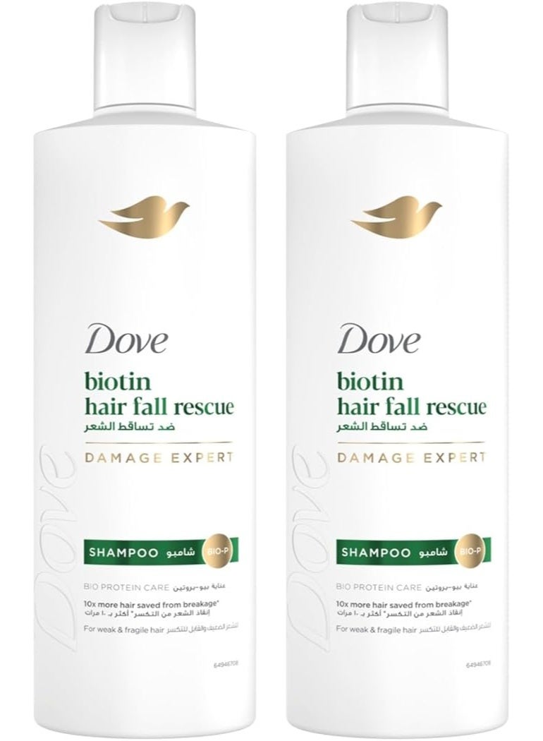 Dove Biotin Hair Fall Rescue Shampoo, Damage Expert, 2 x 400ml