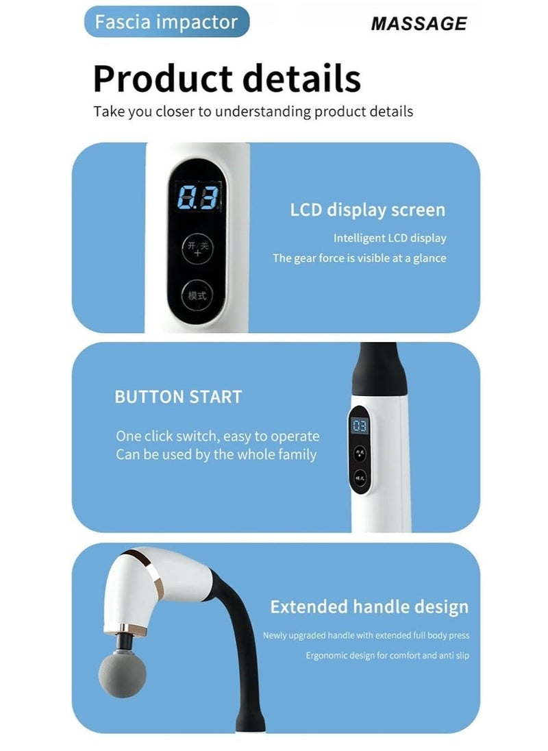 JAJEEK مسدس تدليك بمقبض ممتد – جهاز تدليك للظهر على شكل U ثوري لتخفيف الألم، جهاز تدليك عميق للأنسجة للجسم للرقبة والكتفين والساقين – تصميم قوي، قابل للتعديل، مريح، محمول لاستعادة العضلات وتخفيف التوتر - Image 2