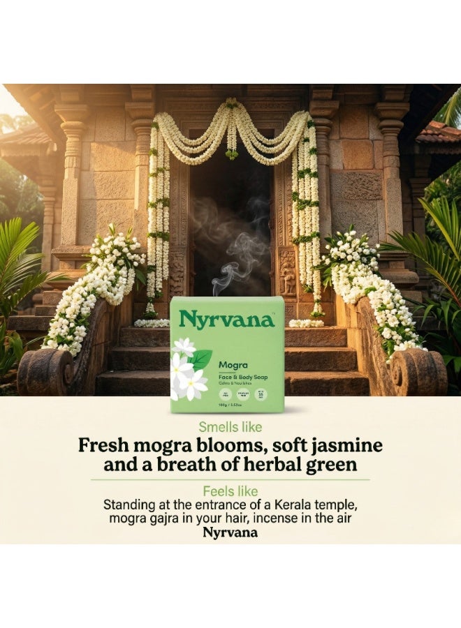 Nyrvana Mogra (Jasmine) Soap 100g (3.52 oz) | Authentic Indian Floral Fragrance | Moisture-Balancing & Soothing | Gentle Natural Soap for All Skin Types - Image 2