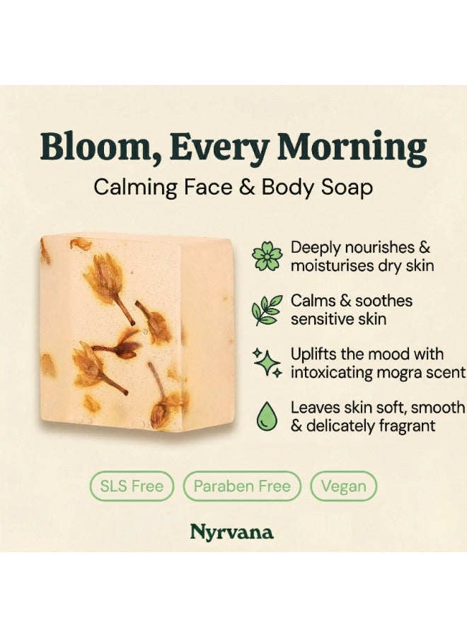 Nyrvana Mogra (Jasmine) Soap 100g (3.52 oz) | Authentic Indian Floral Fragrance | Moisture-Balancing & Soothing | Gentle Natural Soap for All Skin Types - Image 4