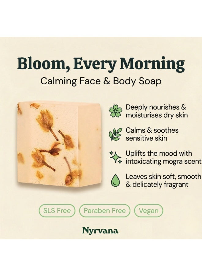 Nyrvana Mogra Jasmine Soap 100g – Authentic Indian Floral Fragrance, Deep Moisture Balancing Bath Bar, Calming & Nourishing Gentle Face & Body Cleanser for All Skin Types, UAE Skincare - Image 3