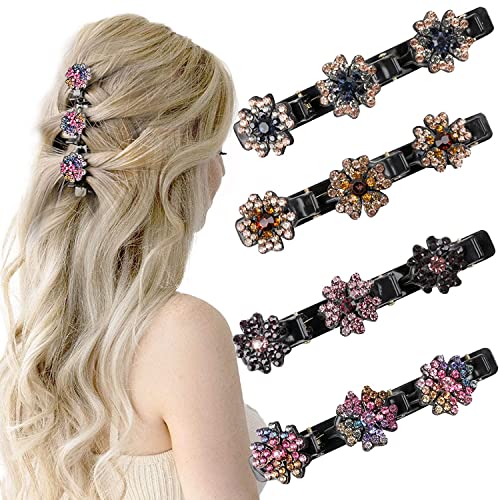 FAVELA Braided Hair Clips, 4 Pack Pearl Hair Clip for Girls, Fashion Hair Style Accessories for Women, Butterfly Braid Duckbill Clips with 3 Small Clips,Styling Hairpins - Image 1