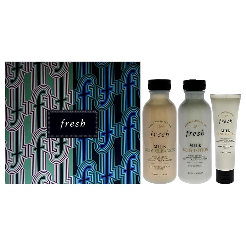 Fresh Milk Body Care Kit for Women 3 Pc 87oz Milk Body Wash 87oz Milk Body Lotion 16oz Milk Intensive Hand Cream