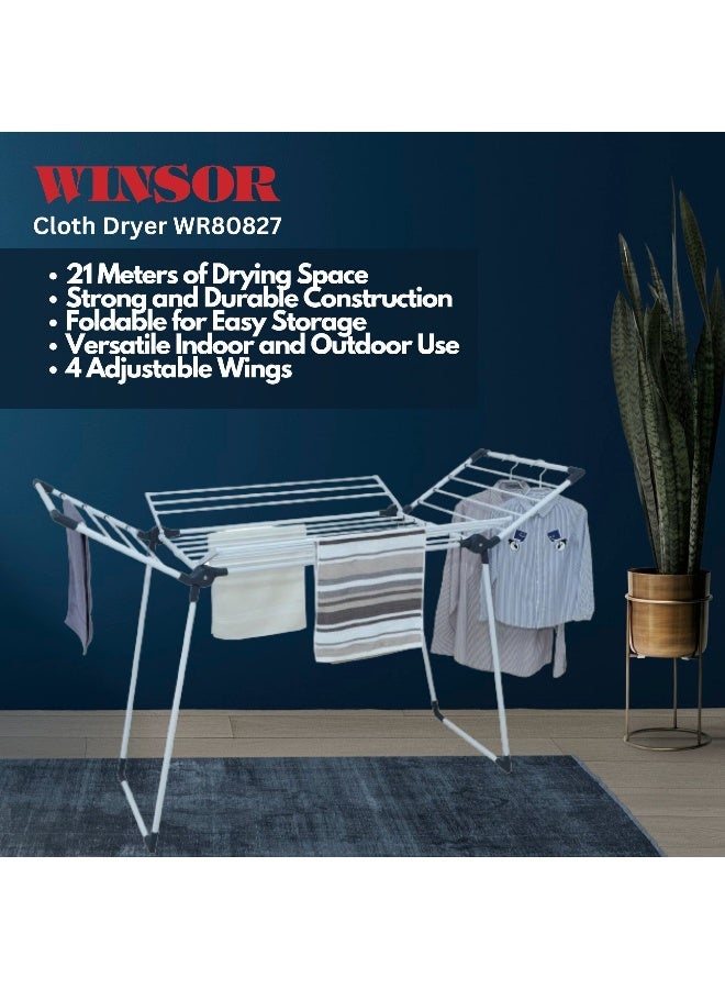 Winsor حامل تجفيف الملابس القابل للطي وينسور | 21 متر أنابيب قوية ومتينة مع طلاء مسحوق مقاوم للصدأ لتجفيف الملابس | حامل تجفيف الغسيل | رفوف ملابس ثقيلة - WR80827 أبيض - Image 4