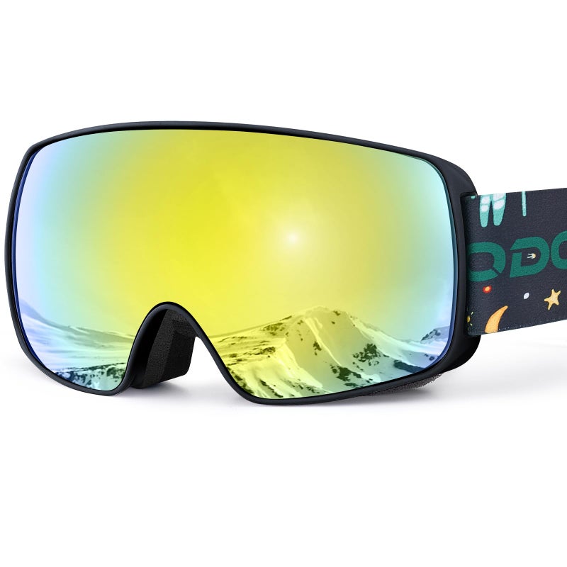 Odoland Kids Ski Goggles, Snowboard Goggles for Youth Skiing Age 8-16, Snow Goggles S2 Double Lens Anti-Fog UV400 Protectionï¼ŒMirror REVO Gold 12% - Image 1