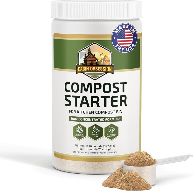 Cabin Obsession Compost Starter - 100x Concentrated All Natural Compost Accelerator for Countertop Kitchen Bin - Odor-Free, Fast-Acting Microbial Formula - Approximately 73 Scoops - Image 1