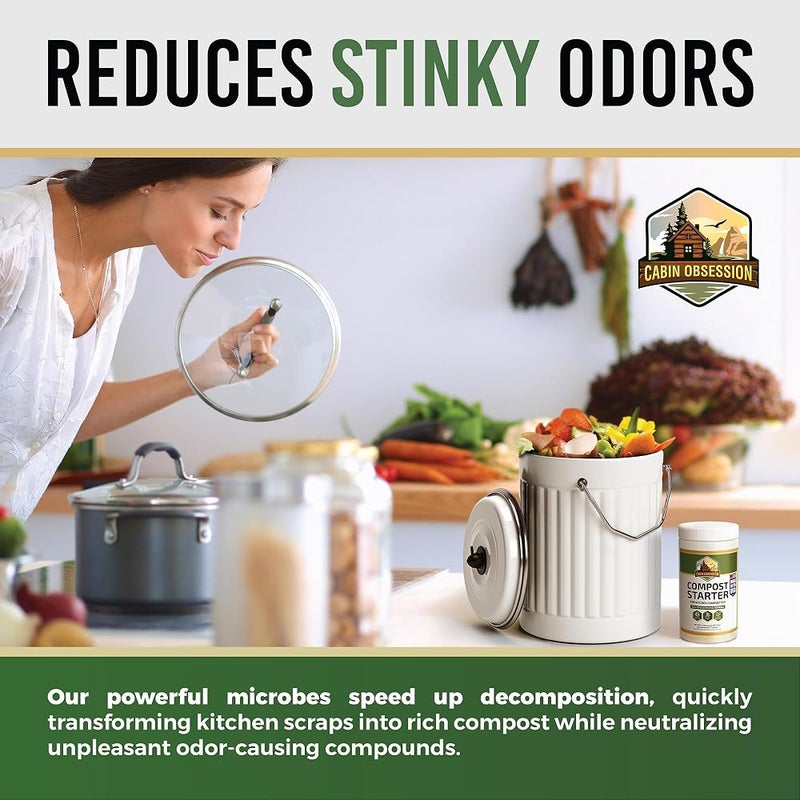 Cabin Obsession Compost Starter - 100x Concentrated All Natural Compost Accelerator for Countertop Kitchen Bin - Odor-Free, Fast-Acting Microbial Formula - Approximately 73 Scoops - Image 5