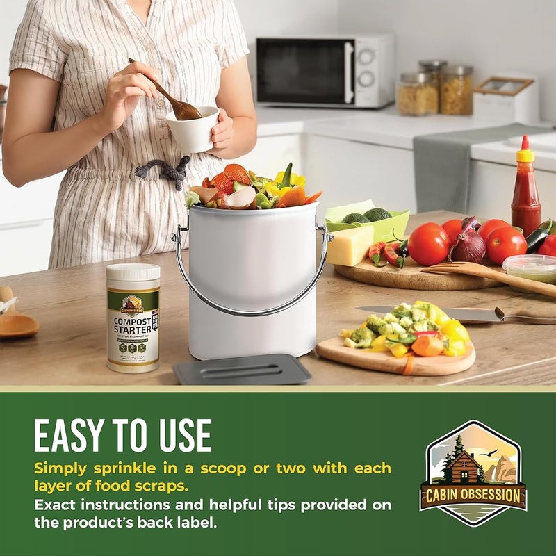 Cabin Obsession Compost Starter - 100x Concentrated All Natural Compost Accelerator for Countertop Kitchen Bin - Odor-Free, Fast-Acting Microbial Formula - Approximately 73 Scoops - Image 2