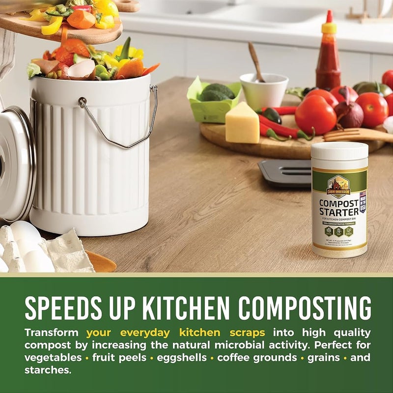 Cabin Obsession Compost Starter - 100x Concentrated All Natural Compost Accelerator for Countertop Kitchen Bin - Odor-Free, Fast-Acting Microbial Formula - Approximately 73 Scoops - Image 4
