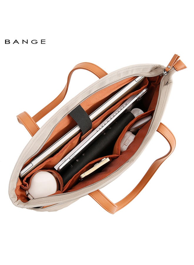 BANGE Women's Commuter Tote Bag Digital Laptop Bag Large Capacity Women's Storage Handbag-Color:Pink - Image 5