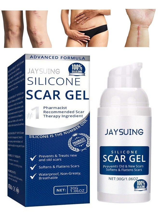 Jaysuing Silicone Scar Gel,Scar Cream,Scar Removal,Scar Treatment, Scar Removal Cream For C-Section, Stretch Marks, Acne, Surgery, Effective for Both Old And New Scars 30G - Image 1